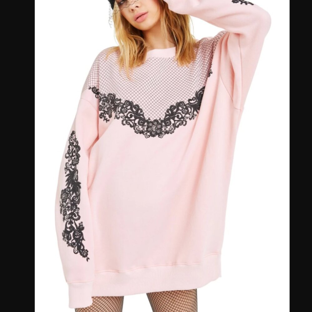 Wildfox Chantilly Lace Roadtrip Sweatshirt Sweater Oversized Small Like New RARE
